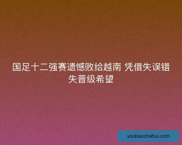 国足十二强赛遗憾败给越南 凭借失误错失晋级希望
